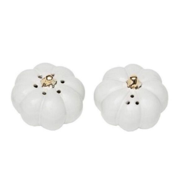 Other - Style Me Crazy Pumpkin Salt and Pepper Shakers in White/Gold (Set of 2)